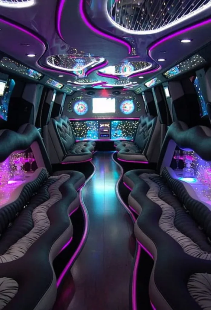 pink prom limousine interior