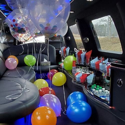Interior of a birthday party bus