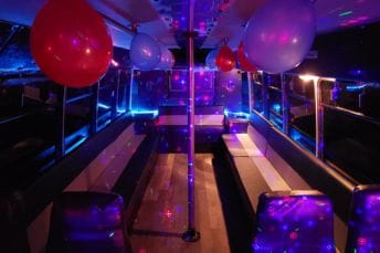 bus with birthday decorations