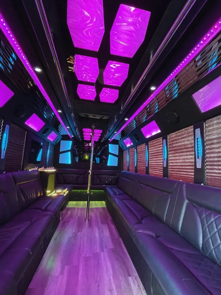 pink bus interior