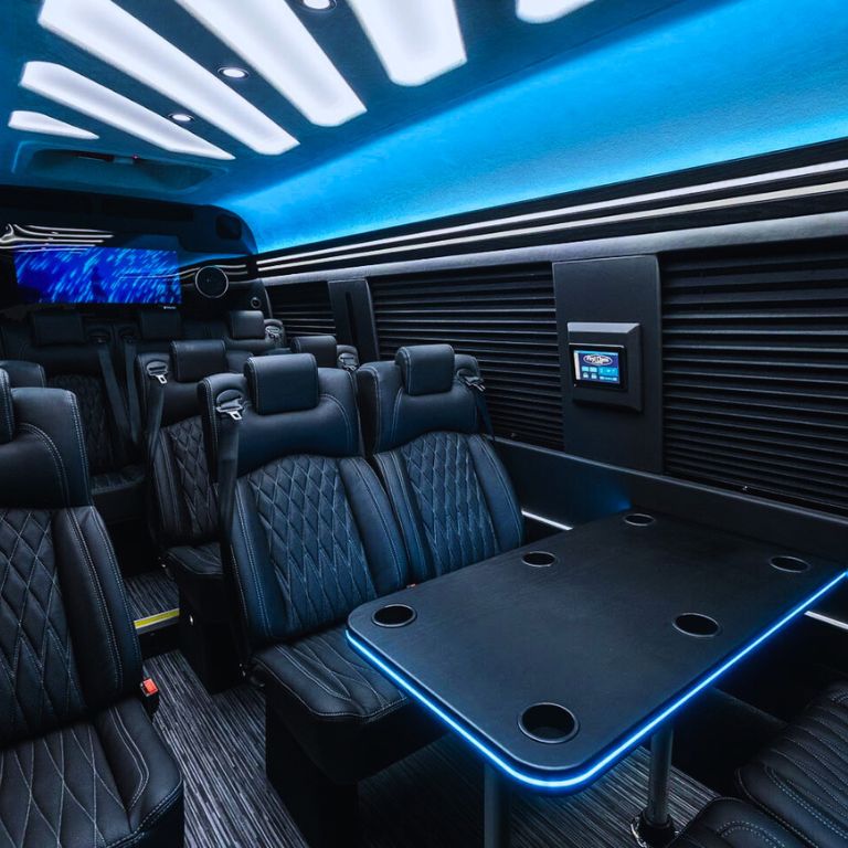 Interior of a corporate sprinter van in Nashville