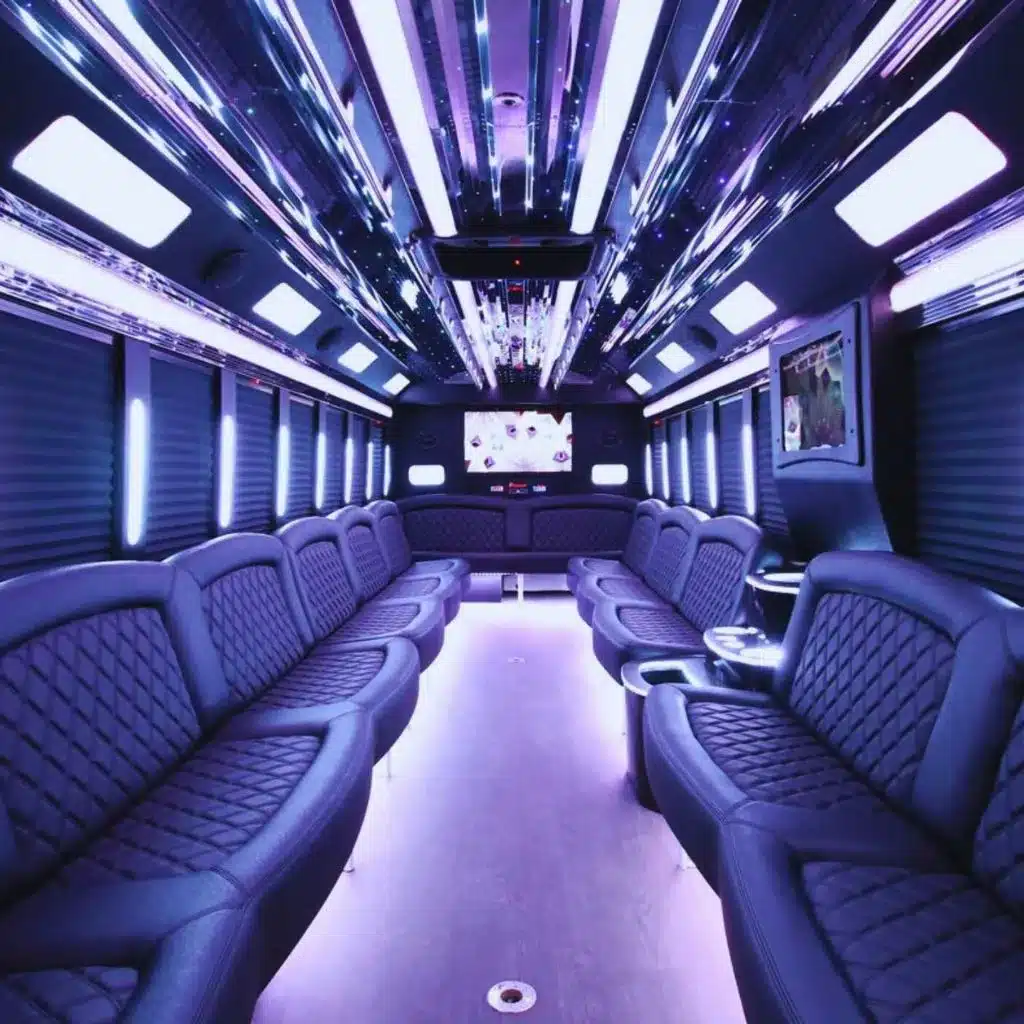 purple party coach interior
