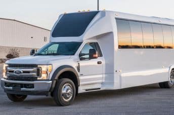 white ford birthday party coach