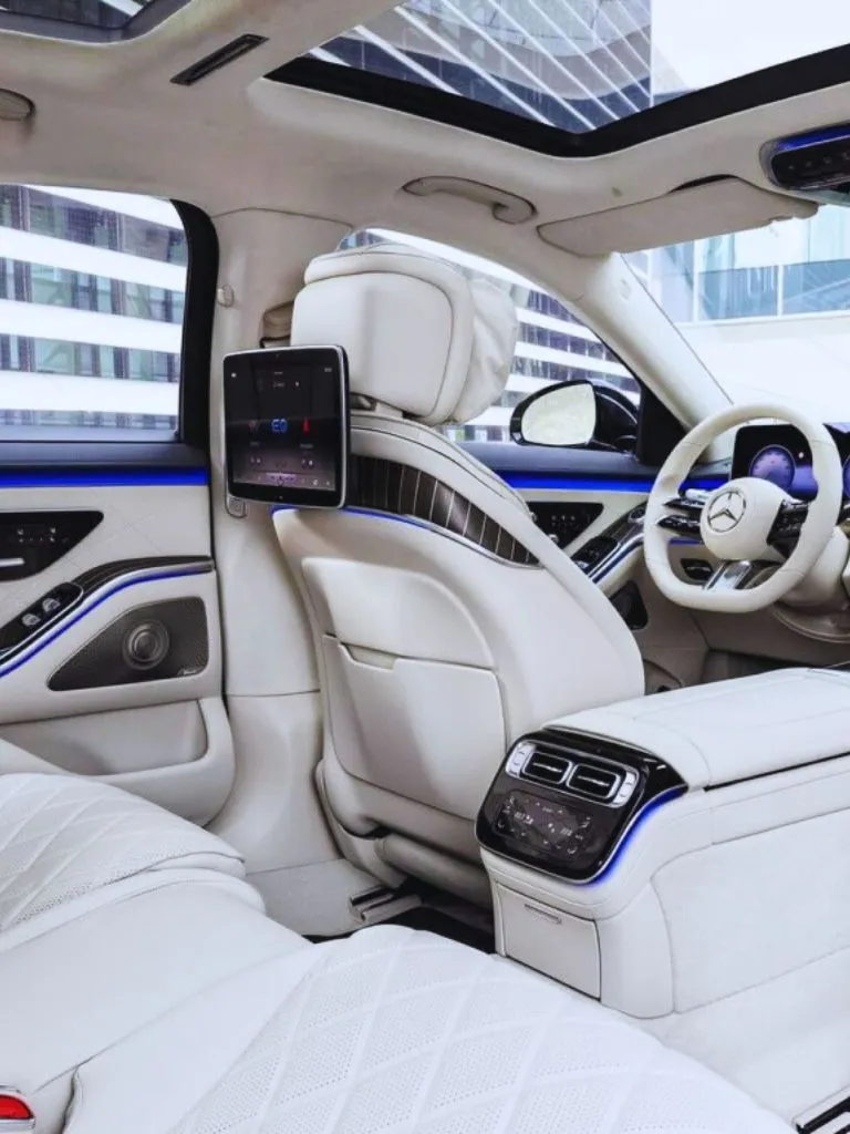 white wedding car interior